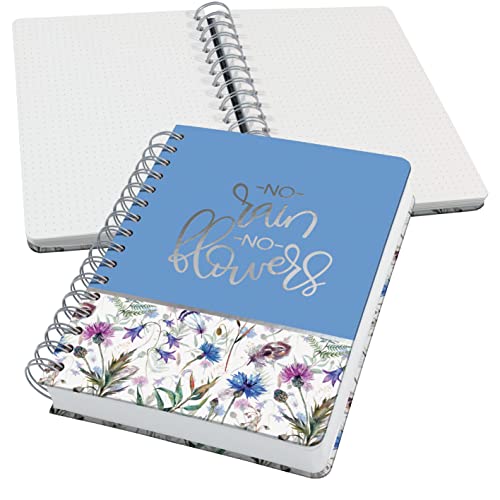 SIGEL JN619 Jolie Carnet de notes à spirale, Misty Meadows, pointillés (réglure dot), 120 g/m², 16,8 x 21,5 cm, couverture rigide, 240 pages, violet, bleu, vert