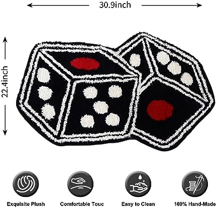 Meudid Dice Rug 31x23 Non-Slip Plush Floor Mat