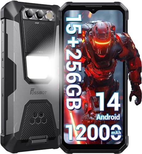 FOSSiBOT F106 Pro Rugged Smartphone Android 14 (2024), 48 MP + 20 MP Nachtsicht, 6,58 Zoll FHD+, 15 GB RAM + 256 GB ROM, Lampe 512 lm Lautsprecher 110 dB, IP68/4G Dual SIM/NFC
