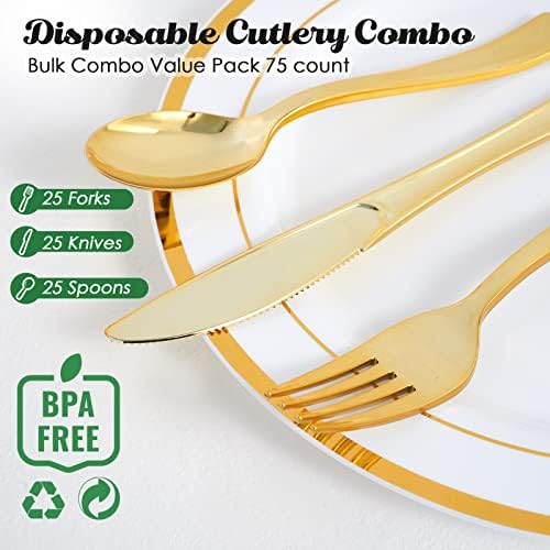 Elegant Gold Plastic Silverware Set for Parties