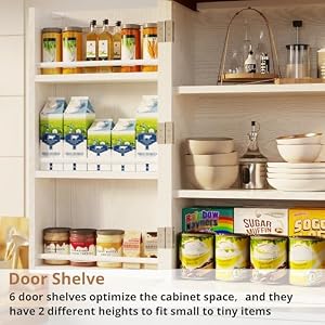 IRONCK Farmhouse Kitchen Pantry Cabinet, 72" Height Tall Freestanding Cupboard with Sliding Storage Rack and 6 Hanging Shelves for Kitchen, Dining Room, White IRONCK Farmhouse Kitchen Pantry Cabinet 72 Height Tall Freestanding Cupboard with Sliding Storage Rack and 6 Hanging Shelves for Kitchen Dining Room White