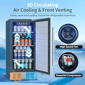 15 Inch Undercounter Beverage Refrigerator - 126 Cans Beverage Fridge with Stainless Steel Door for Beer Wine Soda - Built-in or Freestanding Wine Cooler for Home Kitchen Bar Outdoor 15 Inch Undercounter Beverage Refrigerator 126 Cans Beverage Fridge with Stainless Steel Door for Beer Wine Soda Built in or Freestanding Wine Cooler for Home Kitchen Bar Outdoor