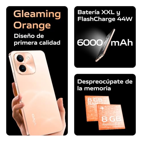 vivo Y28 Smartphone, 8 GB + 256 GB, 6000 mAh + 44 W FlashCharge, Hauptkamera 50 MP, Stereo-Lautsprecher mit 300 % Lautstärke, 6,68 Zoll Display, Dual-SIM, Handy, Android 14 – Bild 3