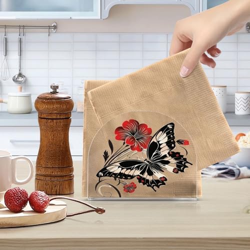 ALAZA Butterfly Napkin Holder with Floral Design 2-Pack