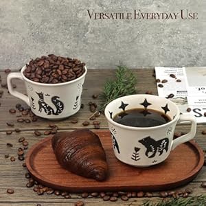   Ceramic-Coffee-Mug-12-oz-Novelty-Unique-Teacup-with-Large-Handle-Stoneware-Cup-for-Tea-Mocha-Latte-Cappuccino-Espresso-Set-of-2-Fox-and-Bear