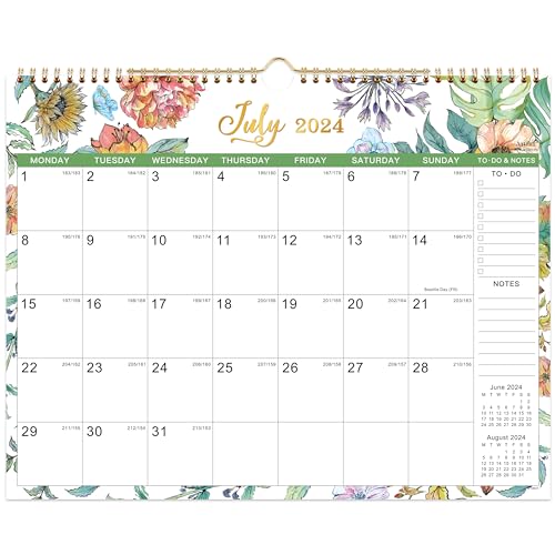 Calendar 2024/25 - Wall Calendar 2024-2025 UK, 18 Months Calendar, Family Calendar Planner, Jul. 2024 - Dec. 2025, To-do List & Notes, Hanging Hook, 37.6 x 29 cm