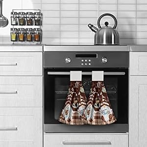 Coffee Gnomes Hanging Kitchen Towels Funny Gnome Brown Tie Hand Towel Tea Coffee Bar Decor Set of 2 Soft Absorbent Decorative Dishclothes for Home Farmhouse Office