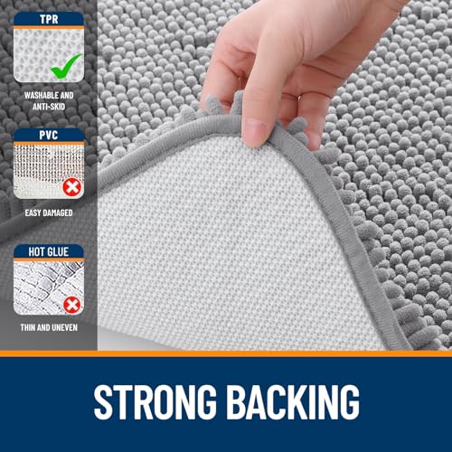 OLANLY Toilet Rugs 30x20, Further Mushy Absorbent Chenille Tub Rugs, Rubber Backing Fast Dry, Machine Washable Tub Mats for Toilet Flooring, Tub and Bathe, House Decor Equipment, Gray - Image 7