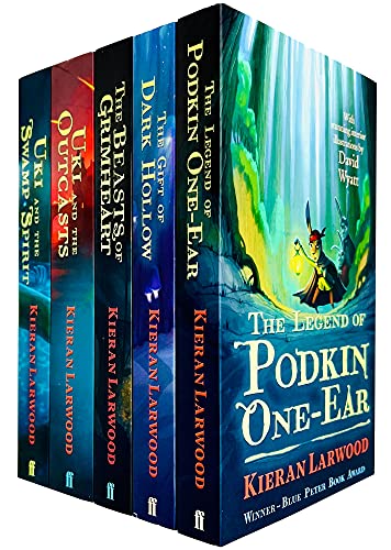 The Five Realms Series Books 1 - 5 Collection Set by Kieran Larwood (Legend of Podkin One-Ear, Gift of Dark Hollow, Beasts of Grimheart, Uki and the Outcasts & Uki and the Swamp Spirit)