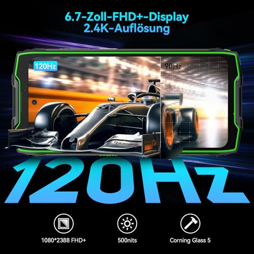 Blackview BV9300 Pro(24GB+256GB) Outdoor Handy 100LM Taschenlampe, 15080mAh 33W, 6.7'' FHD+ 120Hz 1.32'' Zurück Dsiplay Outdoor Smartphone Ohne Vertrag, 64MP+32MP Smart ISO-Kamera,NFC/GPS/IP69K – Bild 4