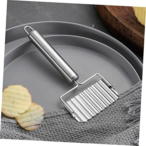 Ergonomic Stainless Steel Potato Slicer - 2 Piece Wave Chopper Carrot Crinkle Cutter