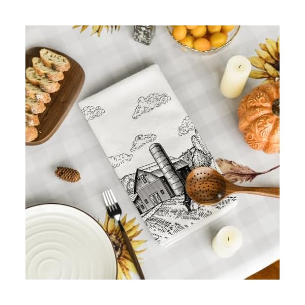   Artoid-Mode-Tractor-Milk-Farm-Kitchen-Towels-Dish-Towels-18x26-Inch-Seasonal-Cow-House-Fall-Decoration-Hand-Towels-Set-of-2