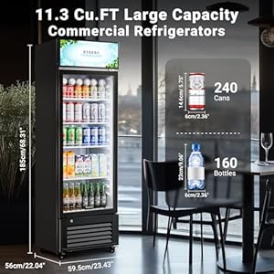 Bodegacooler glass door commercial refrigerators 113 cu ft commercial beverage cooler glass door display refrigerators for sale bar cooler drink upright commercial fridge with soft led light  urban country home decor