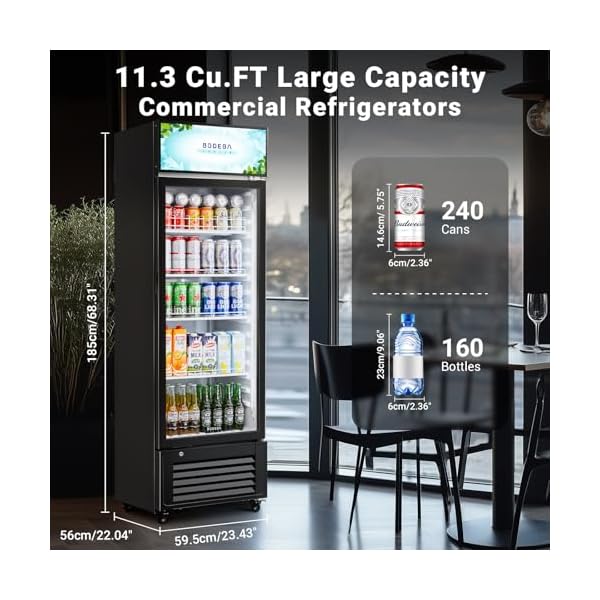 Bodegacooler glass door commercial refrigerators 113 cu ft commercial beverage cooler glass door display refrigerators for sale bar cooler drink upright commercial fridge with soft led light  urban country home decor