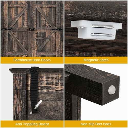 YITAHOME-Farmhouse-Kitchen-Pantry-Cabinet-645-Tall-Storage-Cabinet-with-2-Drawers-Adjustable-Shelves-Ideal-for-Kitchen-Living-Room-or-Entryway-Dark-Rustic YITAHOME Farmhouse Kitchen Pantry Cabinet 645 Tall Storage Cabinet with 2 Drawers Adjustable Shelves Ideal for Kitchen Living Room or Entryway Dark Rustic
