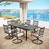   MFSTUDIO-7PCS-Outdoor-Patio-Dining-Set-6-Metal-Mesh-Swivel-Chairs-1-Rectangular-Expandable-Table-Porch-Lawn-Backyard-Garden-Furniture-Sets