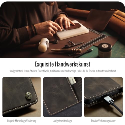 XYGLOW Premium PU Lederhülle Klapphülle für Xiaomi Redmi Note 12 Pro 5G/Xiaomi Poco X5 Pro 5G, Coffee, RFID Schutz, Kartenfach, Standfunktion, Flip Case – Bild 7