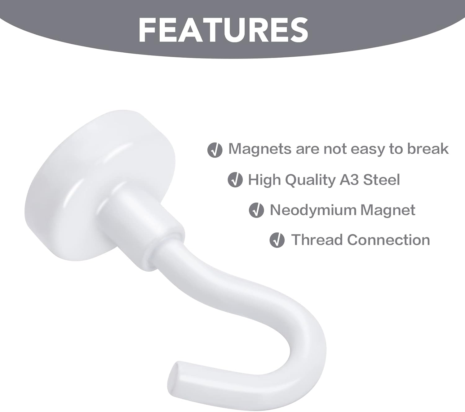 E BAvite Strong White Magnetic Hooks