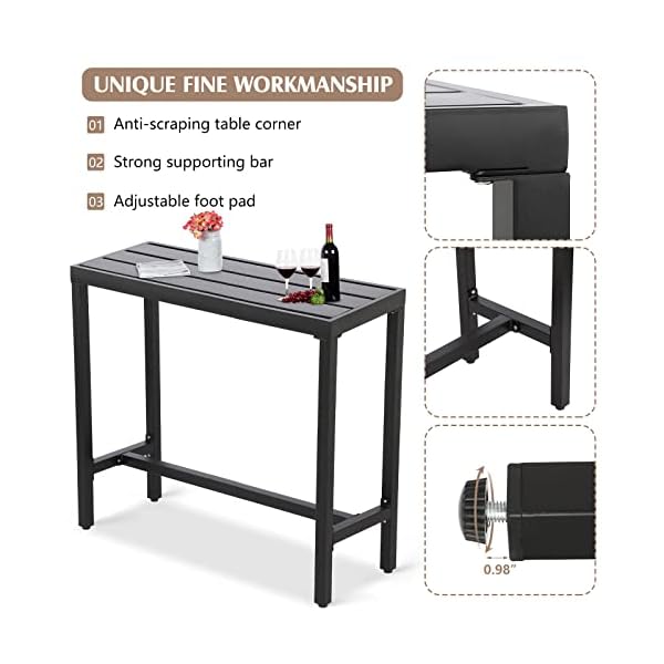   Outdoor-Bar-Table-Patio-Counter-Height-Bar-Table-47-Rectangle-Bar-Table-for-Patio-Garden-Yard-Balcony-Poolside-Black-47inch-Length