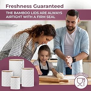 Pebble Stem White Metal Canisters Sets for the Kitchen Counter Kitchen Canisters Set of 4 Airtight LidsSugar and Flour Containers for Countertop Coffee and Tea Storage Farmhouse Decor