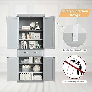   KIGOTY-72-Tall-Kitchen-Pantry-Cabinet-Farmhouse-Storage-Cabinet-Kitchen-Pantry-Storage-Cabinet-with-DoorsDrawer-and-Adjustable-Shelves-Freestanding-Cupboard-for-Living-RoomGrey