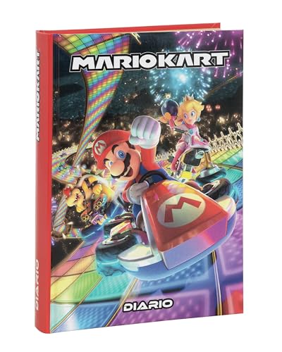Mario KART - Agenda scolaire 2024-2025 officiel Mario Kart, Agenda 12 mois, idéal pour l'école primaire, avec couverture rembourrée et 320 pages intérieures imprimées en couleur, 13 x 17,8H, rouge