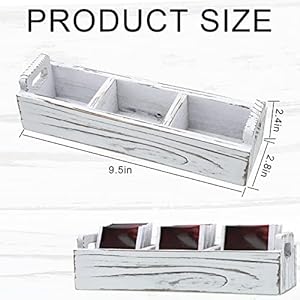 Namalu Wooden Tea Bag Organizer Small Whitewashed Tea Box with Handle and 3 Compartments Farmhouse Mini Tea Bag Holder Divided Chest Countertop Container for Coffee Bar Beverage Supplies