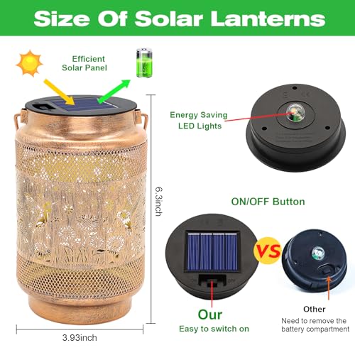 Hummingbird Solar Lanterns Outdoor Waterproof Garden Decor, Birthday Gifts for Christmas Women Mom Grandma, Metal Hanging Solar Lights for Yard Patio Pathway Backyard Porch - Image 3