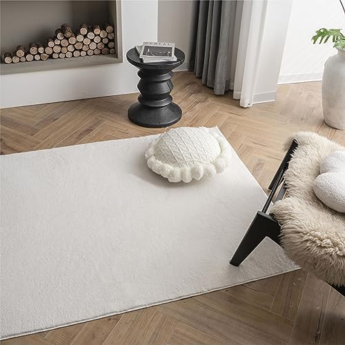 STARUIA Soft White Shag Rug 4x6 Non-Slip Playroom Rugs