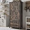 YITAHOME Farmhouse Kitchen Pantry Cabinet 645 Tall Storage Cabinet with 2 Drawers Adjustable Shelves Ideal for Kitchen Living Room or Entryway Dark Rustic