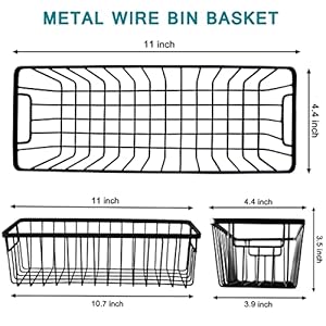 SheeChung Farmhouse Metal Wire Bin Basket with Wall Mount - Small, 4 Pack - Portable Hanging Wall Basket, Rustic Home Storage Organizer for Cabinets, Pantry, Closets, Bathroom, Kitchen,Bedroom(Black) SheeChung Farmhouse Metal Wire Bin Basket with Wall Mount Small 4 Pack Portable Hanging Wall Basket Rustic Home Storage Organizer for Cabinets Pantry Closets Bathroom KitchenBedroomBlack
