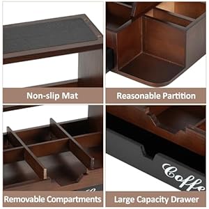   Coffee-Bar-Organizer-for-Countertop-Coffee-Station-Organizer-Coffee-Bar-Accessories-and-Organizer-with-Drawer-Wood-Coffee-Pod-Holder-Rustic-Coffee-Bar-Decor-for-K-Cup-Coffee-Tea-Condiment