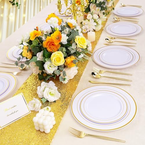 U-QE 180Pcs Gold Plastic Forks - Heavy Duty