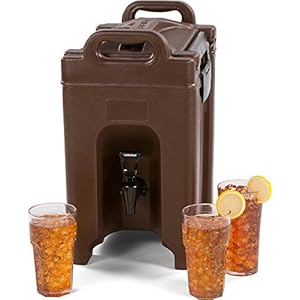 Carlisle FoodService Products Cateraide Insulated Beverage Dispenser with Handles for Catering Kitchen and Restaurants Plastic 25 Gallons Brown