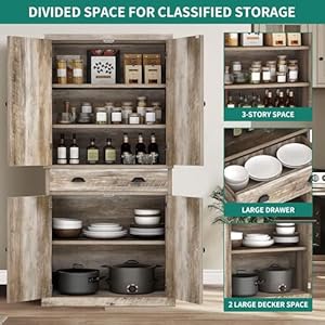   YITAHOME-72-Tall-Kitchen-Pantry-Farmhouse-Kitchen-Storage-Cabinets-with-Barn-Doors-Drawer-and-Adjustable-Shelves-Wood-Cupboard-for-Kitchen-Dining-Room-Bathroom-Light-Rustic-Oak