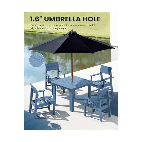   SERWALL-HDPE-Outdoor-Dining-Set-37-inch-Square-Table-and-Chairs-Set-All-Weather-Patio-Dining-Set-5-Piece-Patio-Dining-Furniture-for-Deck-Garden-Backyard-Navy-Blue