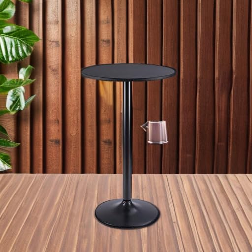 Furmax-Bistro-Pub-Table-Round-Bar-Height-Cocktail-Table-Metal-Base-MDF-Top-Obsidian-Table-238-Inch-Top-395-Inch-Height-Black-1-Pack Furmax Bistro Pub Table Round Bar Height Cocktail Table Metal Base MDF Top Obsidian Table 238 Inch Top 395 Inch Height Black 1 Pack