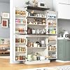 Farmhouse Kitchen Pantry Cabinet 71 Tall Storage Cabinet with Adjustable Shelves 4 Barn Doors Drawer Rustic Wood Cupboard for Kitchen Dining Room Living Room White