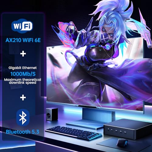 Kinupute Mini PC i9, Desktop Computer i9-11900H 8 Kerne bis zu 4.9GHz, Win-11 Pro, 64G DDR4, 2T NVME SSD, 4K@60Hz HDMI, VGA Port, USB3.0, WiFi6E, BT5.3, Gigabit Ethernet für Business/Büro/HTPC, VESA – Bild 6