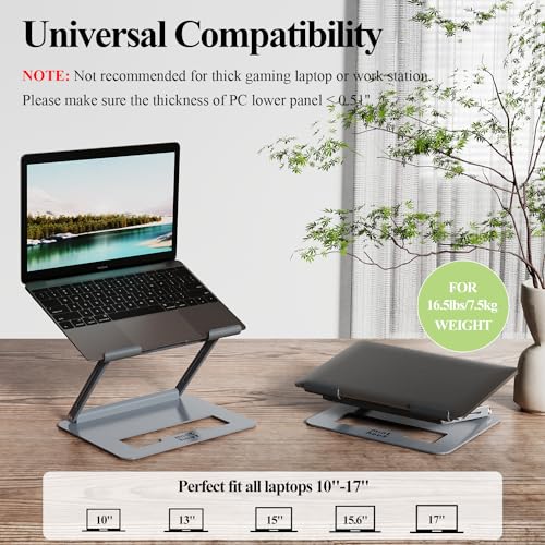 Minthouz Laptop Ständer, Winkel Einstellbar Notebook Ständer, Aluminium Faltbar Laptop Halterung Kompatibel mit MacBook Air Pro Dell XPS Lenovo HP Mehr 10"-17" Laptops – Bild 5