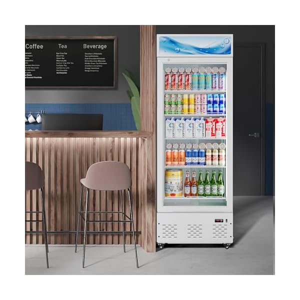   15-Cuft-Commercial-Fridge-Merchandiser-Refrigerator-Glass-Door-Upright-Display-Cooler-with-LED-Light-and-Adjustable-Shelves-for-Restaurant-Grocery-Stores-Home-ETL-and-NSF-ApprovedWhite