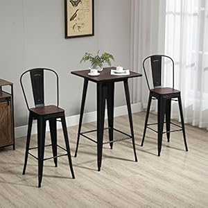 Homcom3pieceindustrialdiningtablesetbarheightbartableandchairssetwithfootrestsforbistropubblackandbrown Urban Country Home Decor Homcom 3 piece industrial dining table set bar height bar table and chairs set with footrests for bistro pub black and brown urban country home decor