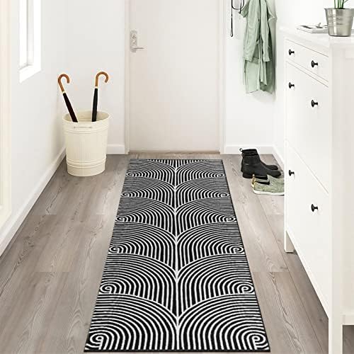 Tiffasea Woven Runner Rug 2x6 Black White