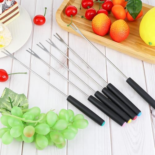 Mozeat Lens 6-Piece Stainless Steel Fondue Forks Heat-Resistant Handle