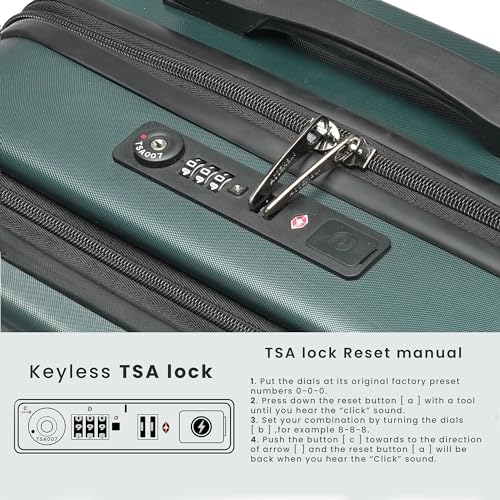 Image of THE ASSEMBLY Polycarbonate Luggage Set Of 3 - Checkin (65 & 75 Cms) & Cabin (55 Cms) Hardsided Spinner Trolley Bags For Travel With Keyless Tsa Lock- Forest Green-Starkpro