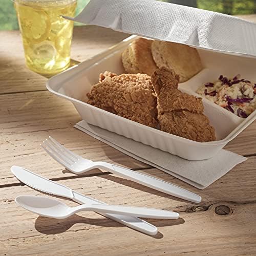 Hefty Individually Wrapped Plastic White Heavy-Duty Cutlery Disposable Flatware 150 Piece Set