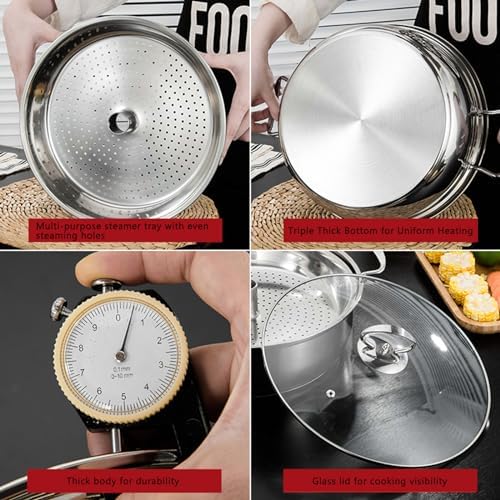 Stainless Steel STEamer Pot for Cooking Soups Stews Seafood