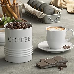 Barnyard Designs Canister Sets for Kitchen Counter Vintage Kitchen Canisters Country Rustic Farmhouse Decor Coffee Tea Sugar Container Set Metal White