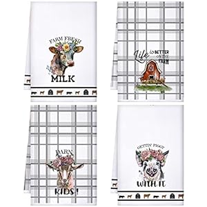   Mixweer-Set-of-4-Decorative-Kitchen-Towels-Farm-Dish-Towels-Dish-Cloths-Absorbent-Retro-Color-Hand-Towels-Tea-Dish-Washcloths-for-Cooking-Baking-Housewarming-Gift-1575-x-2362-in