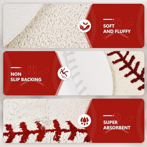 Cool Baseball Rug for Men 36 Inch Non-Slip Area Rug